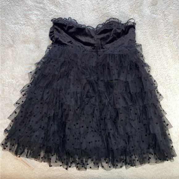 For Love And Lemons Jourdan Black Ruffle Polka Dot Mini Dress/Bodysuit w Gloves - Picture 6 of 10